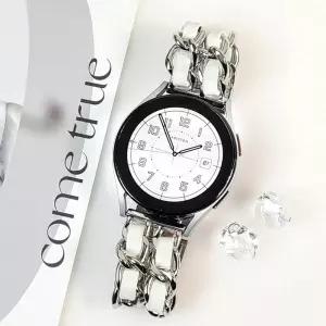 갤럭시워치 밴드 엔터콘 5 4 클래식 더블 가죽 체인 스트랩 시계줄