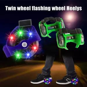 두 바퀴 발 뒤꿈치 조정 가능한 롤러 스케이트 를위한 PVC 삼색 빛나는 신발 FK88