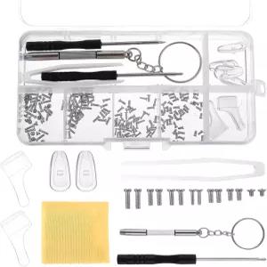 하베스 실버 안경 수리 도구 키트 교체 세트 나사 코 패드 작은 드라이버 핀셋 청소용 천 선글라스 시계