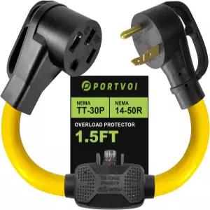 오버로드 프로텍터 30A 50A 용 RV 어댑터 그 회로 차단기 포함 NEMA TT-30P 4-50R 전원 남성 여성 컨버터 8