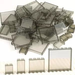 투명한 파란색 평판 벽돌 60개 클래식 부품 및 패널 창문 벌크 빌딩 블록 액세서리 투명 회색 혼합