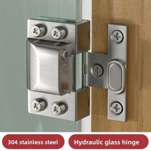 문경첩 304 스테인리스 스틸 유리 도어 힌지 유압식 캐비닛 무타공 와인 쇼케이스 책장 도어용