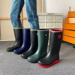 패션 남성 롱 장화 발편한 레인부츠 가벼운 쿠션 비 레인 장마 농업 작업 용 농촌 텃밭