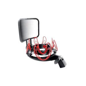 2162mm 크기의 마이크용 팝 필터 범용형 쇼크 스탠드가 있는 SUUNTOK 마이크 마운트 AT2020 MXL 990 770 로드 NT1A 103(빨간색)과 호환되는 방지 홀더 클립