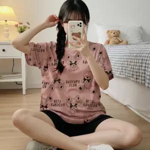 여성 세트 바지 브릭베어 잠옷 파티 반팔 파자마 여름