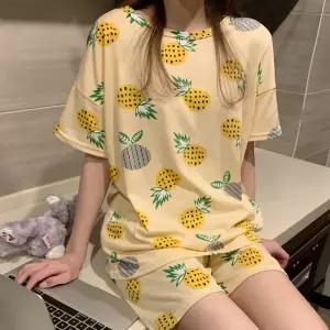 파인애플 잠옷 여름 여성 세트 파자마 반팔 반바지