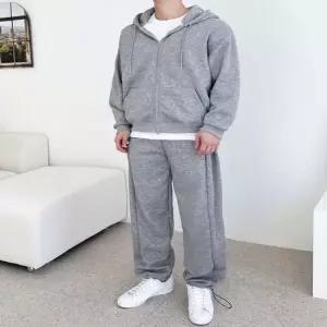 남성 2컬러 겨울 양털 후드집업 스냅 기모팬츠 세트