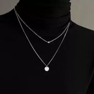 [하프클럽/]여성용 미니볼 초커 레이어드 코인 실버 목걸이