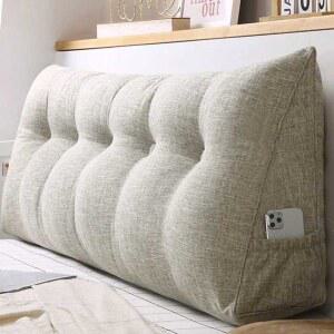 삼각쿠션 집순이 침대헤드쿠션 세모 샴페인 집돌이 90 크림화이트 의자허리받침 100X높이