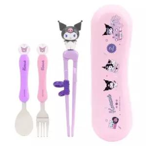 릴팡 산리오 쿠로미 모션 젓가락 스푼 포크 케이스 4p세트 퍼플 오른손용