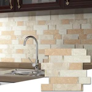 주방 내열 욕실 배니티 샤워 방수용 VAOVI 매트 마블 서브웨이 타일 필 앤 스틱 백스플래시(베이지 브라운