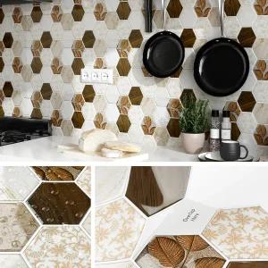 주방용 라이브리닌 필 앤 스틱 백스플래시 보호 헥사곤 12X12 4-타일 욕실 샤워 벽용 방수 셀프 접착 벽