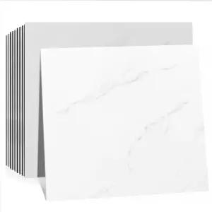 필 앤 스틱 백스플래시 ZIHHO 10매(12 x12 ) 화이트 PVC 대리석 샤워 타일 주방 욕실 RV 세탁 벽지용 자가