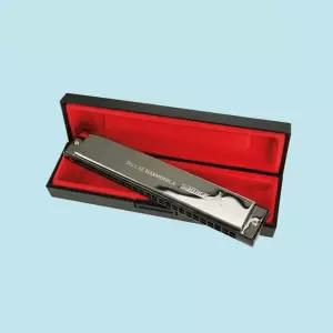 STH-24D 하모니카 C키 24홀 트레몰로 악기 세트 입문 연습 전문가 실버 스틸 케이스 포함