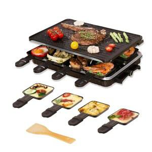 VNIMTI 라클렛 정사각형 논스틱 치즈 in 전기 8개 플레이트 가열 크레페 바비큐 메이커 실내용 휴대용 테이블 리버서블 포함 그릴 고속 1300W