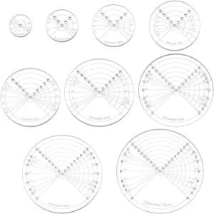 베네크리트 9사이즈 아크릴 원형 센터 파인더 컴퍼스 지름 2~10cm 도구 사시코 자수 드로잉 템플릿 퀼트