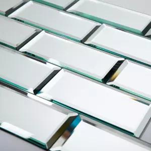 소울크래프트 필 앤 스틱 미러 타일 주방용 4x8인치 베벨드 서브웨이 백스플래시 욕실 벽 26개