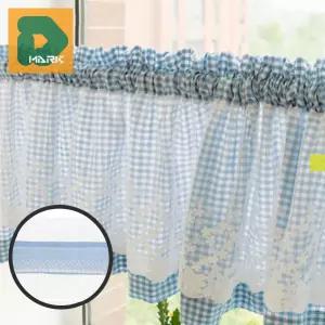 화사한주방 바란스커튼 150x45cm 카페커튼 장식 가림막 창문 인테리어 주방커튼 블루 무늬 체크 레이스커튼