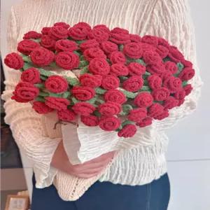 가정용 뜨개질 키트 장미 손뜨개 담요 꽃다발 블랭킷뜨기 소형 꽃다발담요 러그 패키지 수제