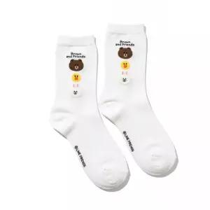 라인프렌즈 캐릭터 여성 중목 양말 세트 귀여운 데일리 선물용