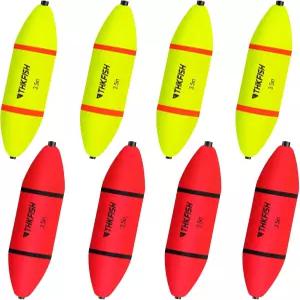 THKFISH 슬립 밥버스 플로팅 낚시 EVA-슬라이더-밥버스 코르크 바닷물 민물 메기 구색 8PCS 옐로우 레드