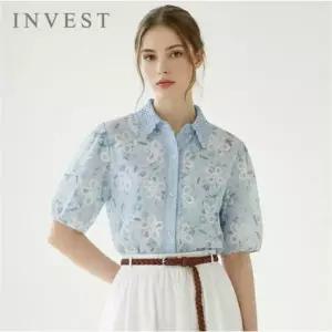 [인베스트] 플라워 자수 퍼프 블라우스_IN6M1BL5521