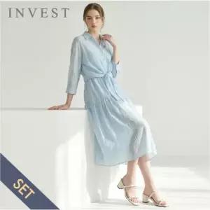 [인베스트] 리프 나염 롱 블라우스+원피스 세트_IN6M1OP3441