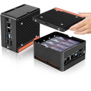 Staclik N150 NAS 미니 PC X86 P6 4M.2 NVMe 슬롯, DDR5(최대 48GB), 듀얼 4K 디스플레이, 듀얼 10Gbps USB 3.2, 듀얼 이더넷 포트, 방화벽 라우터, 베어본 시스템(RAM 없음 SSD)