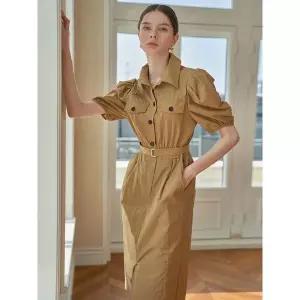 [하프클럽/]루나 퍼프 소매 아노락 셔츠 벨트 원피스 MK07OP600HJY