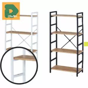 모던한 원목책장 4단 철제선반 인테리어 주방 거실 선반 선반 가구 철재 책 진열대 정리 수납 랙 수납장