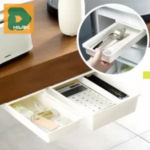 공간절약 히든서랍 3종세트 정리함 수납함 붙이는서랍 책상 서랍장 접착식 부착형 슬라이딩 사무용 틈새