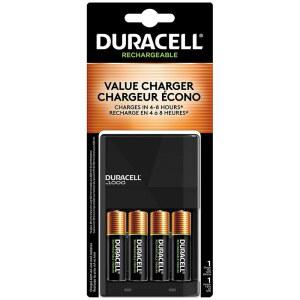 AA 및 AAA 배터리용 듀라셀 이온 스피드 1000 배터리 충전기, 가정용 및 비즈니스 장치용 4개의 사전 충전 AA 충전식 배터리 포함