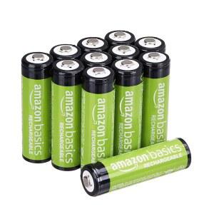 아마존 베이직 12팩 충전식 AA NiMH 배터리, 2000mAh, 1.2V, 낮은 자가 방전, 사전 충전, 최대 1000배 충전