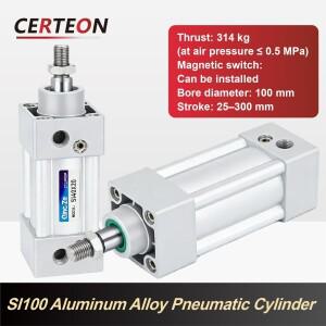 SI 시리즈 에어실린더 100mm 보어 스트로크 자석 내장 조절식 쿠션 더블 고출력 타이로드형 산업용