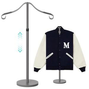 재사용 가능한 셔츠 디스플레이 스탠드 마네킹 몸통 티셔츠 스탠드, 소매/판매업체용, 18-33인치 조절 드레스 폼 옷걸이, 휴대용 스테이블 홀더 재킷 걸이, 올 메탈/다크 그레이