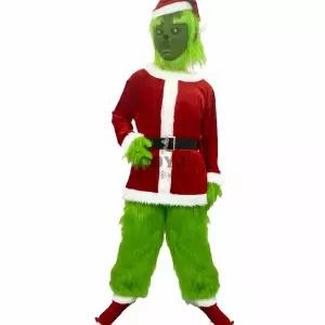 2025년 신상품 이상한 녹색 산타클로스 코스프레 의상 용 크리스마스 드레스업 의류