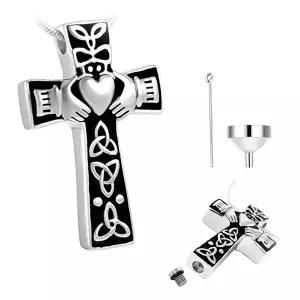 십자가 고양이 유골함 펜던트 실버 켈틱 아이리시 클라다 강아지 추모 메모리얼스톤