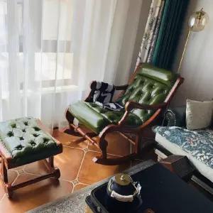 원목 흔들 의자 독서 거실 엔틱 인테리어 안락 수유 우드 1인용 스윙 체어 브라운