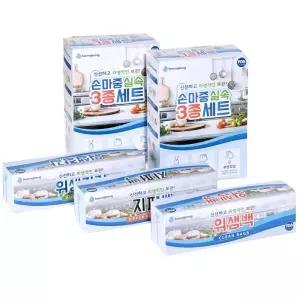 생담 손마중 지퍼백 위생 위생장갑 3종 세트 30개비닐 비닐 비닐팩 봉지 주방용품 잡화 크린 일회용 뽑아쓰