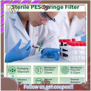 ABBG-필터 50팩 멸균 PES 필터 33Mm 멤브레인 직경 0.22Μm 기공 크기 실험실 A