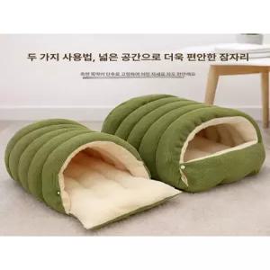 골지 벨벳 겨울 하우스 고양이 라이트그린 강아지 M 따뜻한