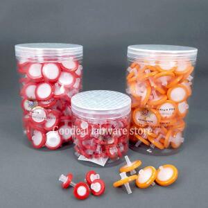 100개/박스 일회용 13mm/25mm PES/MCE/나일론/PTFE 주사기 필터, 0.22/0.45um 멤브레인 니들 실험실 장비