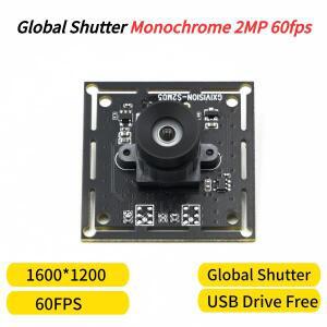 2MP 60fps 글로벌 셔터 USB 카메라 모듈, 흑백, 2 메가픽셀 웹캠, 1600x1200, 드라이브 프리 플러그 앤 플