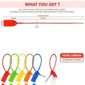호환 30개 혼합 플라스틱 탬퍼 씰 지퍼 타이 블랭크 보안 태그용 일회용 셀프 잠금 표지판 트레일러 트럭 2