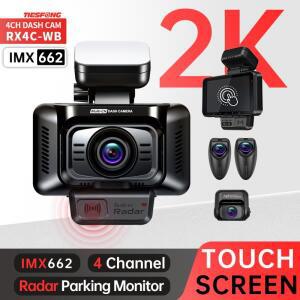 TiESFONG RX4C 블랙박스 2K 4CH GPS 대시캠 자동차 DVR 카메라 IMX662 외부 왼쪽 및 오른쪽 캠 와 4 인치