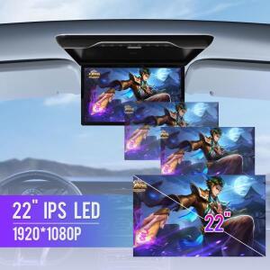 22인치 차량 루프 모니터 1080P 플립 스크린 탑 멀티미디어 비디오 천장 장착 디스플레이 (16색 앰비언트