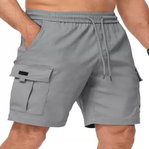 남자 카고 반바지 여름용 가벼운 소재 캐주얼 솔리드 컬러 아웃도어 작업복 다포켓 건빵바지 낚시 등산용