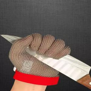 철장갑 사슬 장갑 쇠그물 도축 발골 보호 손 육가공 5지 링 XS 여성용