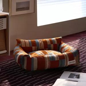 스트라이프 패치워크 강아지 고양이 침대 소파 애견 대형