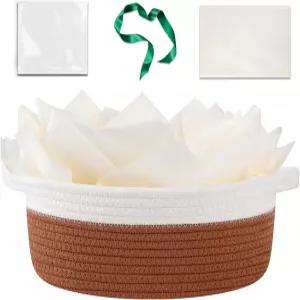 손잡이가 있는 빈 OIAHOMY 선물 바구니 12 x 8 5 작은 직조 가방 리본 및 랩 티슈 종이 정리용 개 장난감